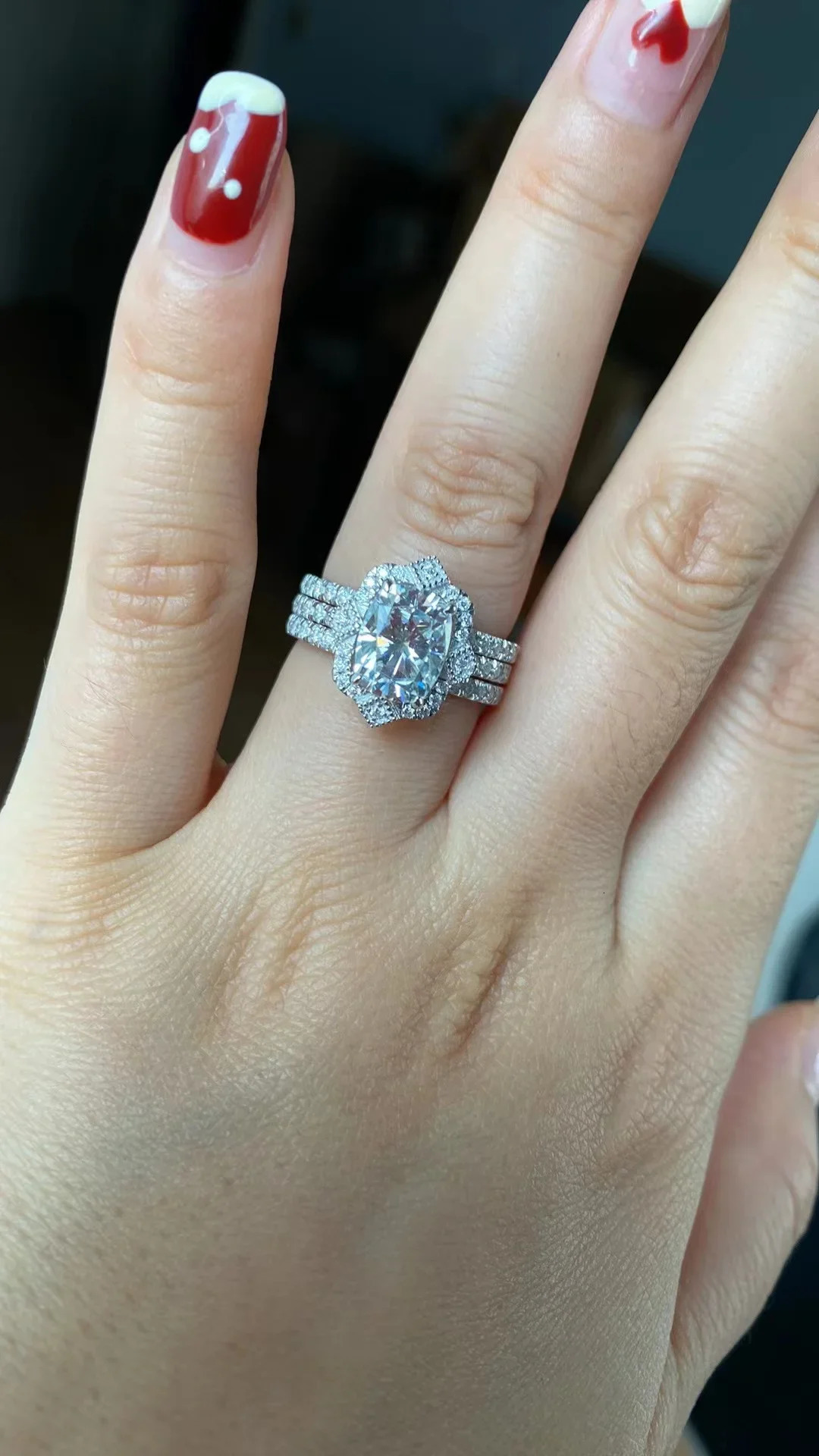 Customized 925 sterling silver ring set 241106