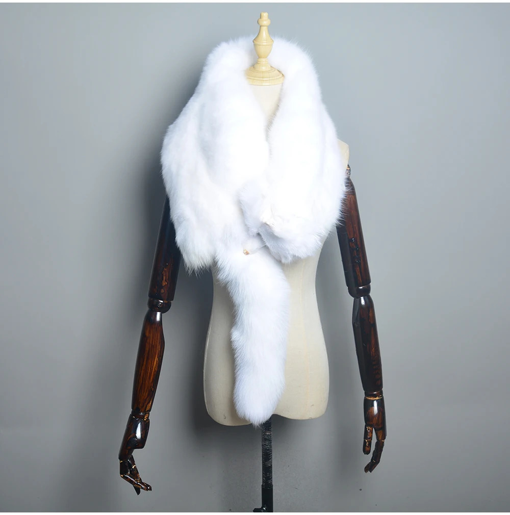 Winter Warm Large Real Fox Fur Collar Natural Fur Coat Scarves Women Men Jackets Hood Shawl Decor Female Neck Scarf Wraps 241107