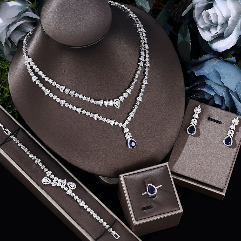 exotic wedding jewelry set with sparkling zirconia necklace and earring party accessories 241106
