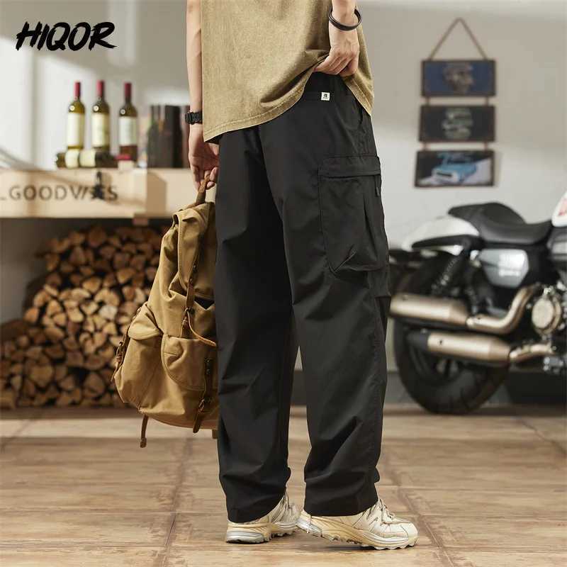 HIQOR Brand Casual Pants Man Summer Multiple Pockets Cargo Pants Y2k Baggy Pants Thin Trousers Outdoor Hiking Workout Streetwear LX241107