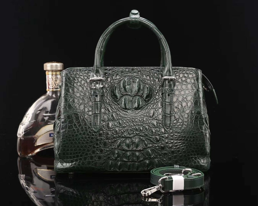 2018 latest Luxury shinny glossy patent top quality genuine crocodile skin women shoulder cross body medium size with strap bag