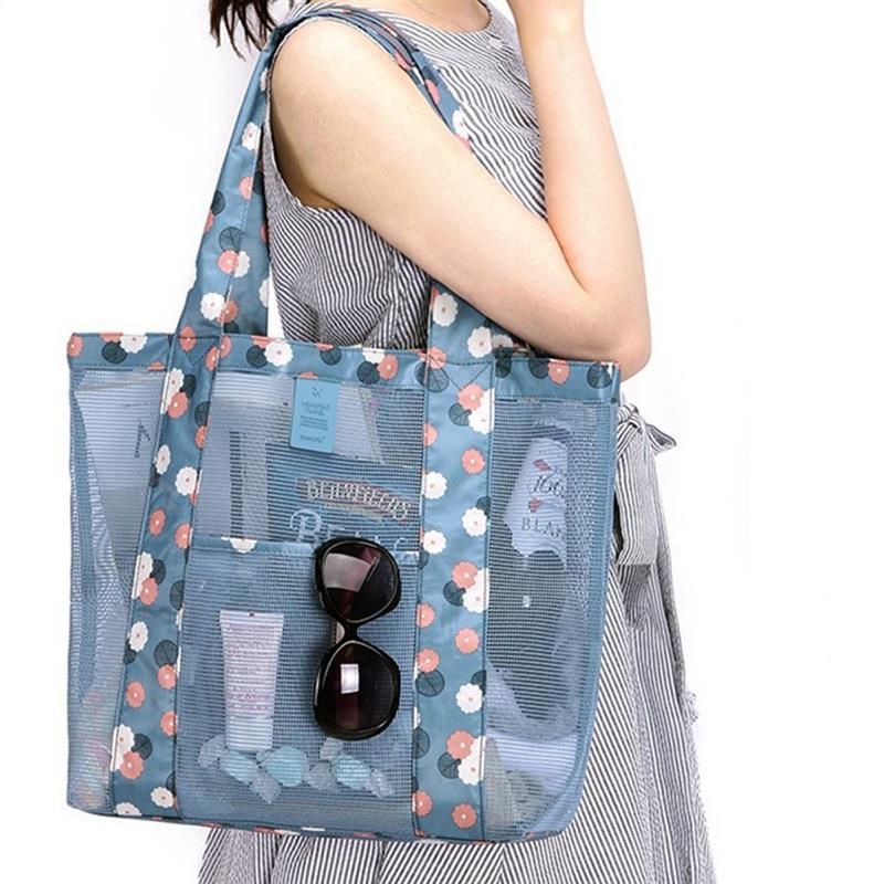Bohemia Women Casual Mesh Flower Shoulder Handbags Shopping Bag Beach Handbag New Fashion Tote Bag Flower Beach Bag