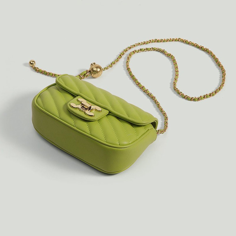 Women's Shoulder Bag Green Field Grid Small Chain Single Shoulder Crossbody Bag for Women Purses and Handbags