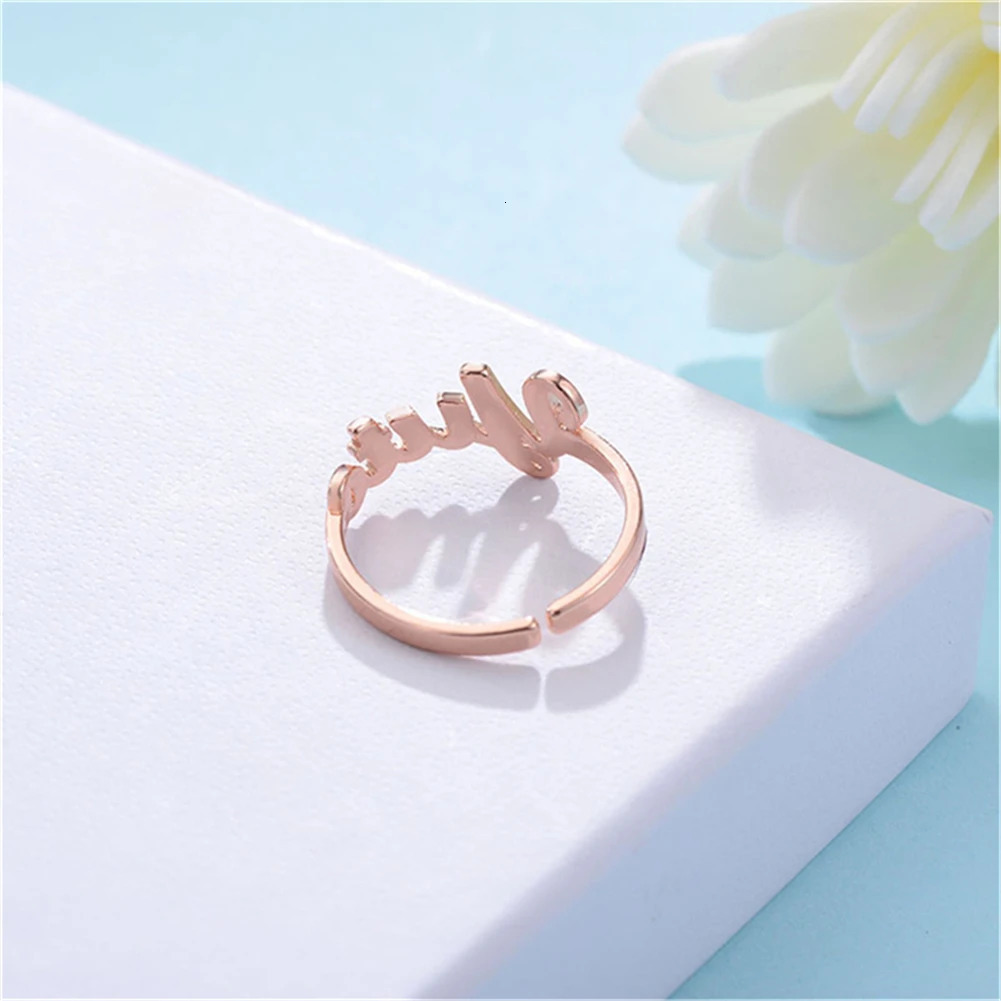 YHUISO Personalized Customization Name Stainless Steel Ring Adjustable Finger Ring Mens and Womens Wedding Jewelry 241106