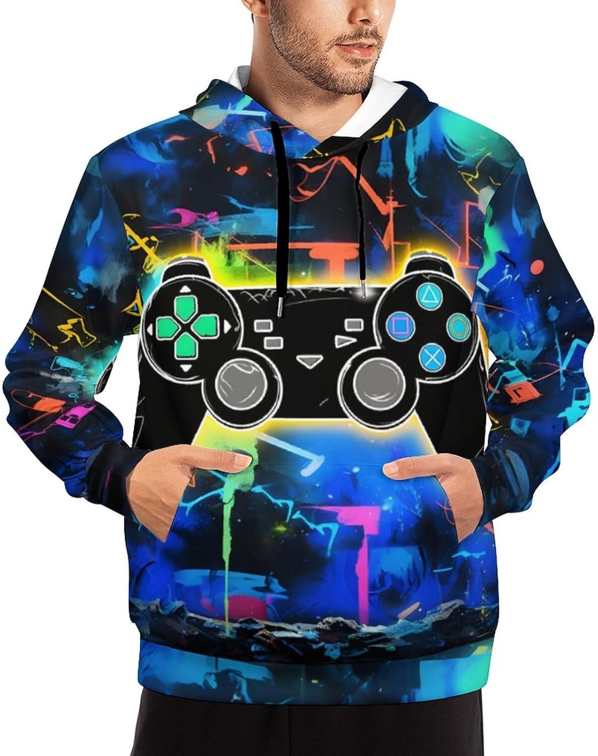 Hoodie for Mens Womens Unisex Novelty Hoodies Graphic Print Sweatshirt Casual Long Sleeve Pockets Trendy graffiti patterns