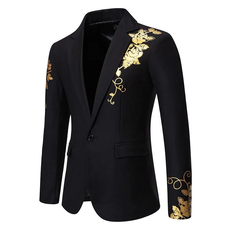 Fashion Paisley Stamped Printed Mens Coat Casual Business Wedding Slimming Set Single Button Set Party Coat Office 241106