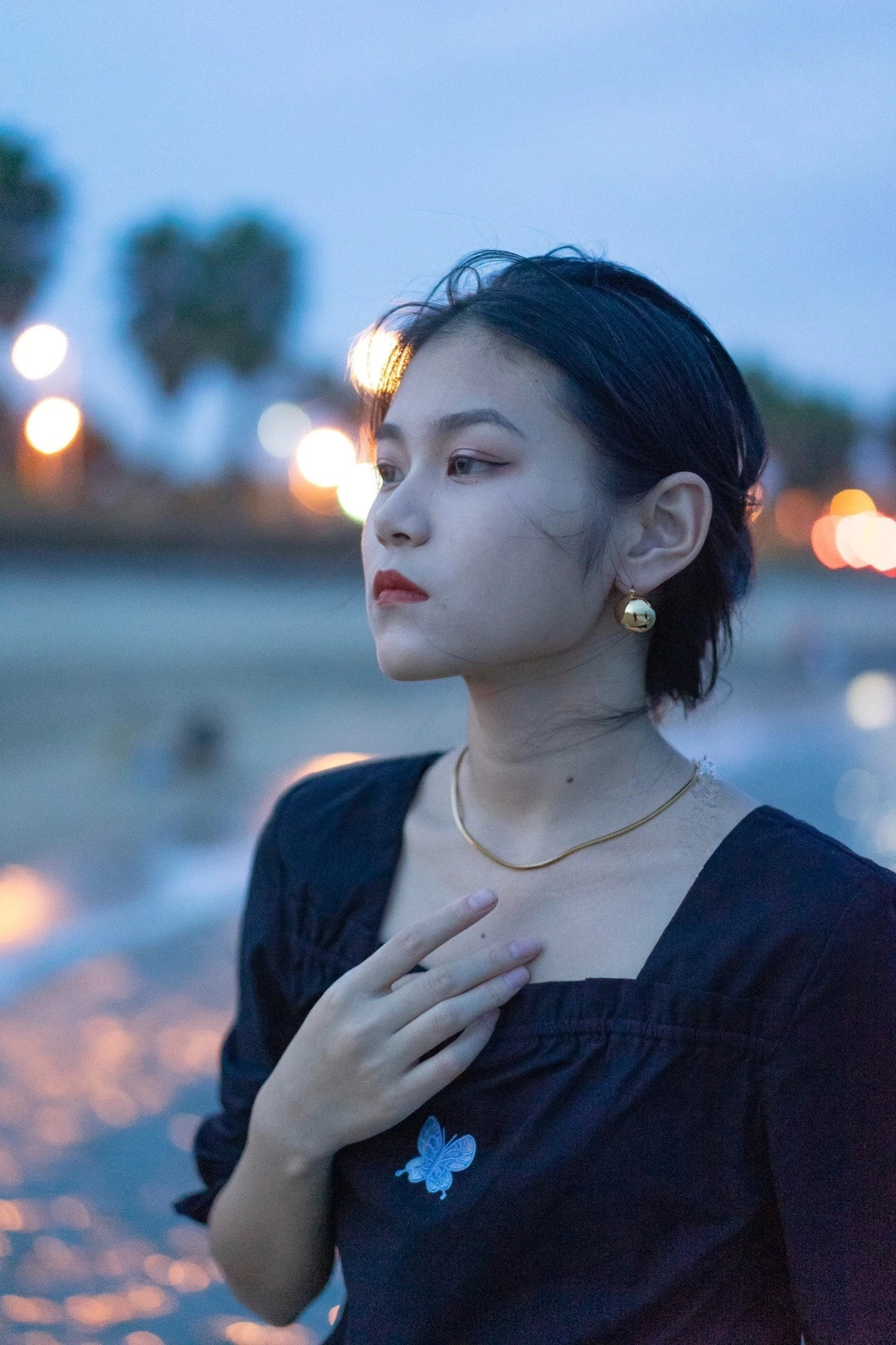 Brass soft snake chain necklace punk hip-hop runway rare simple dress bohemian top 241107