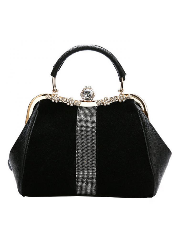 Lady handbags 2023 new set auger fashionable joker imitation horsehair atmosphere one shoulder clip with the bag in bag