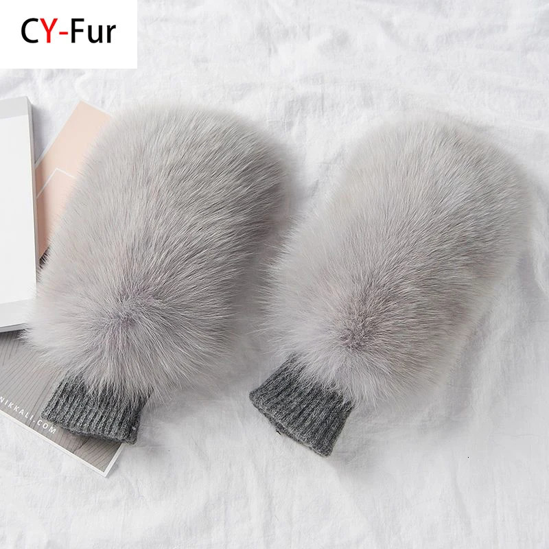 Winter Warm Leather Fox Fur Gloves for Womens Fashion Fox Fur Gloves Outdoor Russian Thick Gloves for Womens Warmth 241106