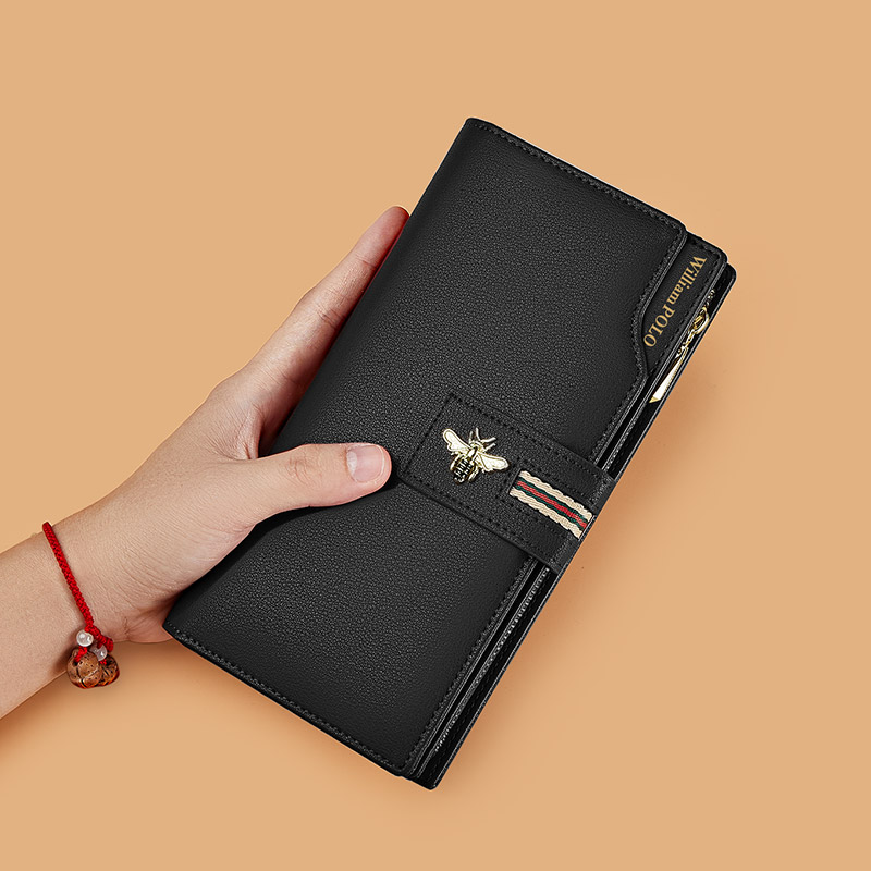 Leather women's wallet long style fashion card holder zipper mobile phone purse multifunctional card bag
