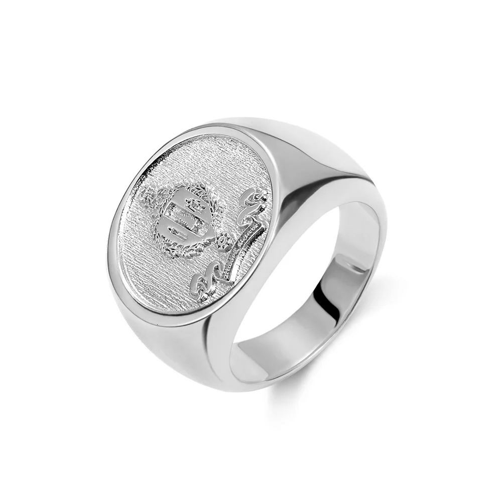 UONNEY Drop Personalized Pure Silver 925 Wax Sealed Family Signature Ring Carving Text Jewelry 241106
