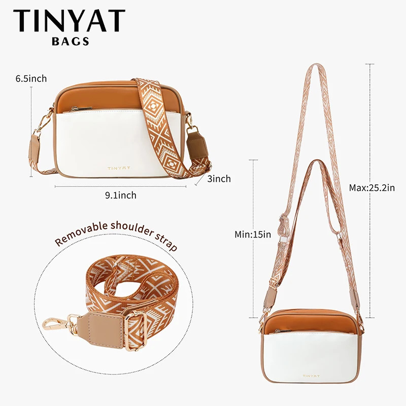 TINYAT Bohemia Crossbody Bag for Women Female PU Leather Tote Shoulder Fashion Shopper Clutch Purse Stylish and Functional 241106