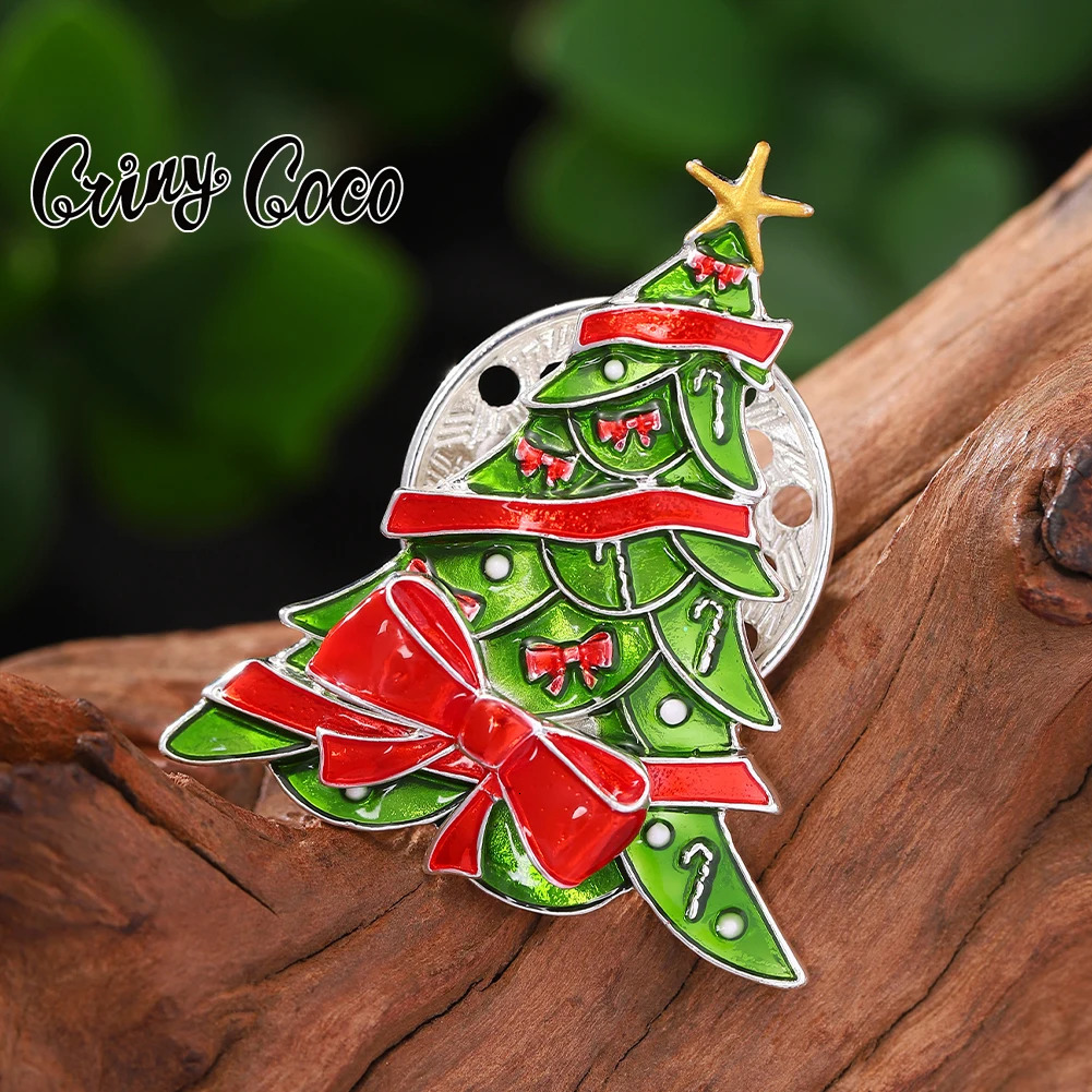 Cring Coco Christmas Tree Brooch Fashion Magnetic Buckle Brooch Enamel Jewelry Womens Party Christmas Gift Version 241107