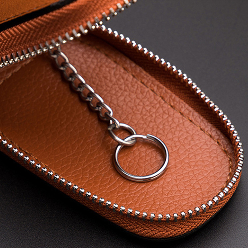 Car Keychain Covers Men Key Holder Leather Car Key Fob Shell Case Cover Holder Bag Pouch Wallet Protector Keychain Organizer