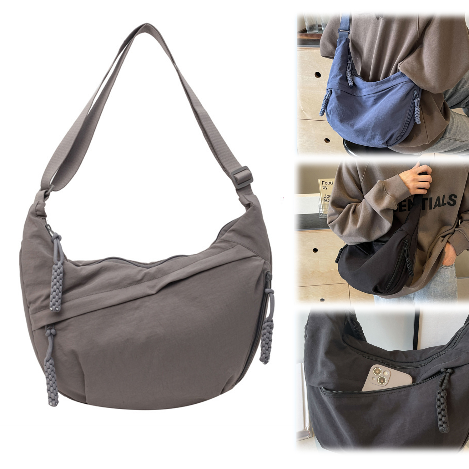 Fashion Nylon Crescent Bag For Women Dumpling Bag Crossbody Bag With Adjustable Shoulder Strap Chest Bag Shoulder Bags Daily Use