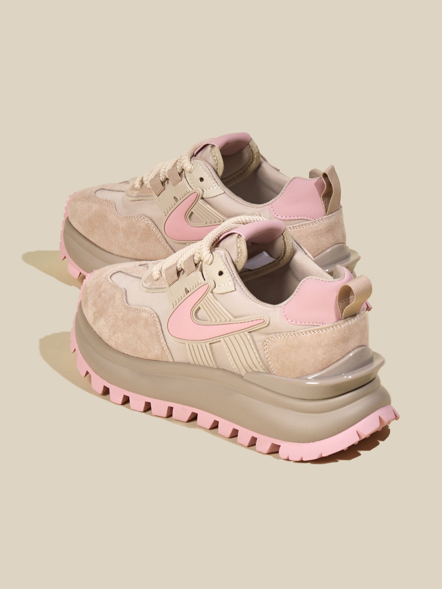 Women's Autumn New Thick Soled Retro Versatile Round Toe Lightweight Casual Sports Shoes.