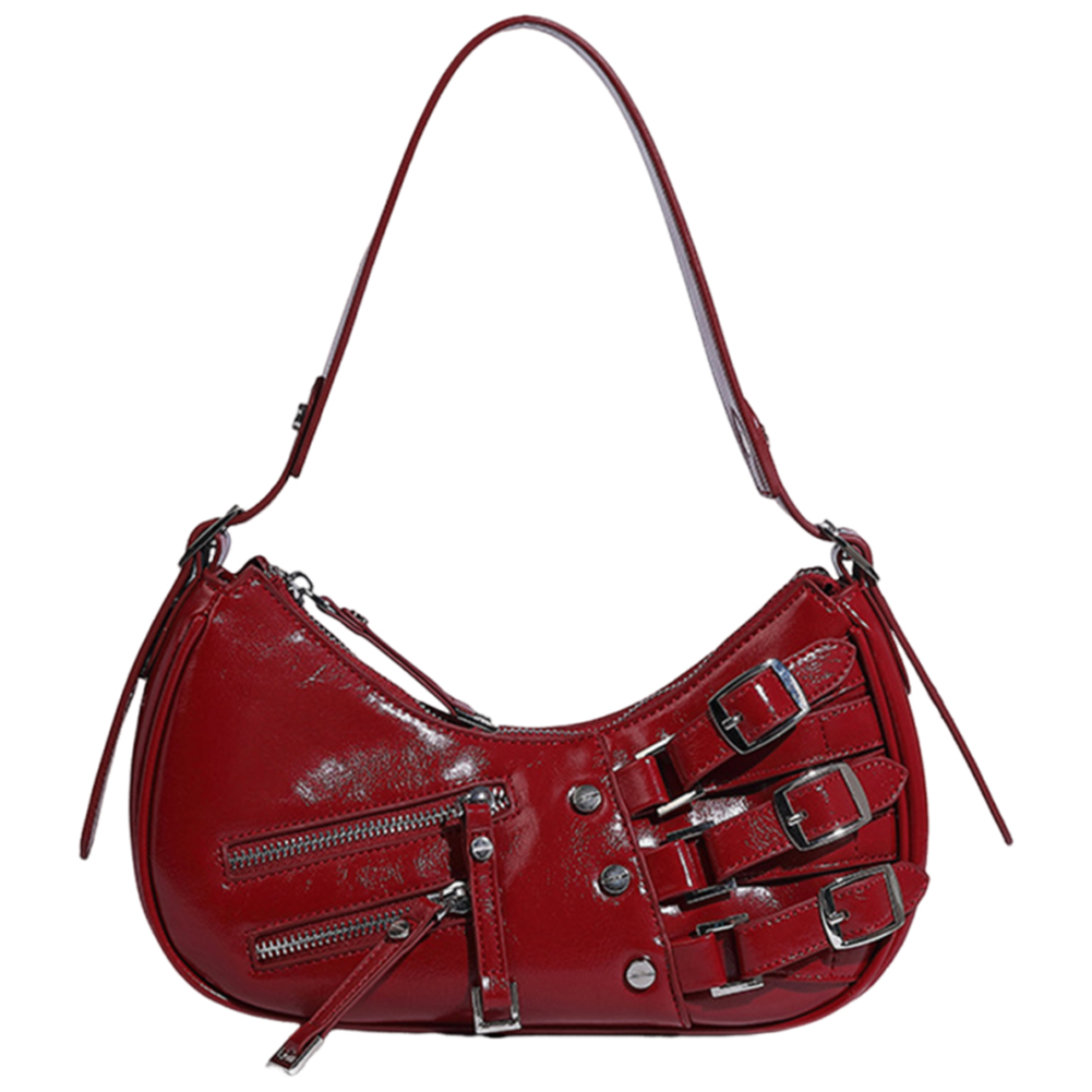 Women Retro Shoulder Bag Zipper Y2k Handbag Purse Strap Adjustable Satchel Hobo Bag Vintage Armpit Bag Aesthetic Purse