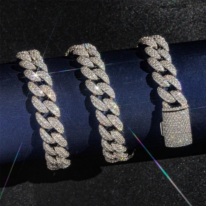 fashion pendant jewelry iced out hip hop miami k chains men women sier 15mm wide round shape vvs moissanite cuban necklaces and bracelets