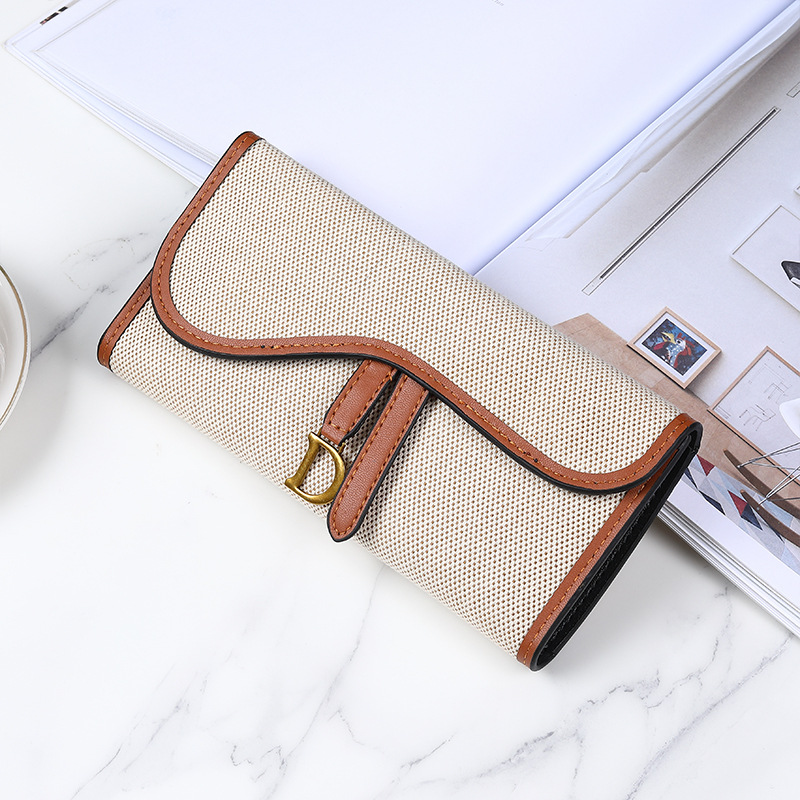 Retro Wallet Women's Long Large Capacity D-Buckle Multi Card Position Foreign Trade Multi Functional Three Fold Handheld Bag