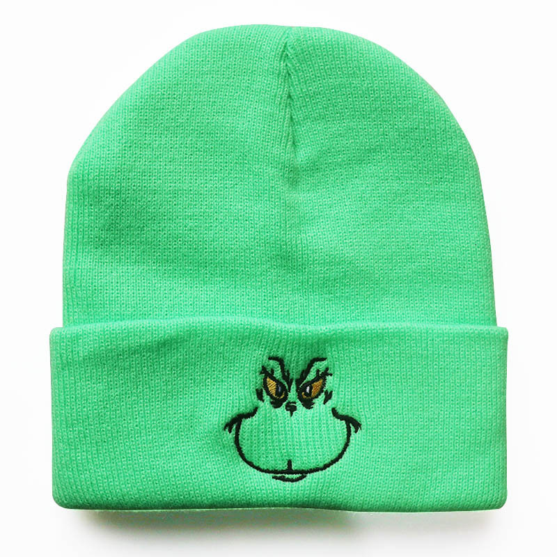 High quality design, men and women Anime Cartoon Green Haired Monster Embroidered Hoodie Warm Hip Hop Knitted Hat