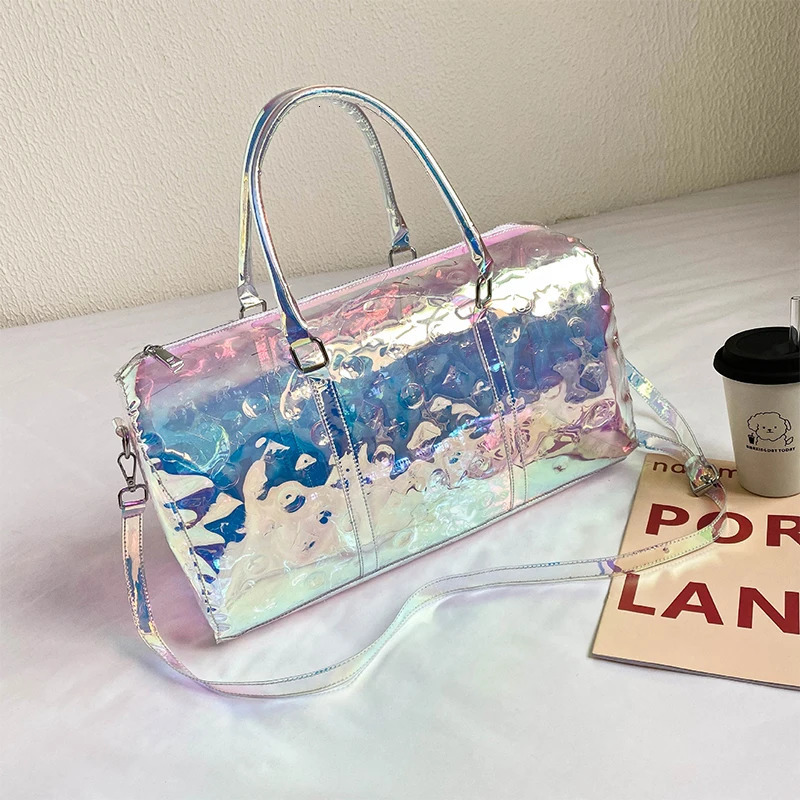 New Designer Bag For Women Transparent Travel Casual Laser Colored Luminous Handbag Outdoor Large Capacity Sports Festival Bag