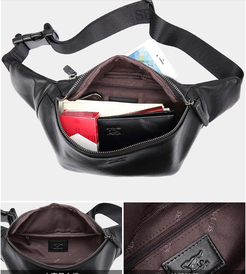 Septwolves brand Genuine leather Fashion Crossbody shoulder bag soft leather first layer cowhide MAN chest bag Soft leather men