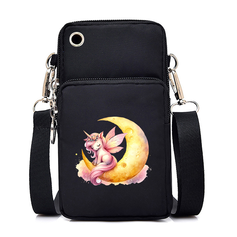Pink Art Unicorn 26 Alphabet Designer Bag Cell Phone Bag Women Fashion Portable Small Outdoor Sports Arm Shoulder Crossbody Bag