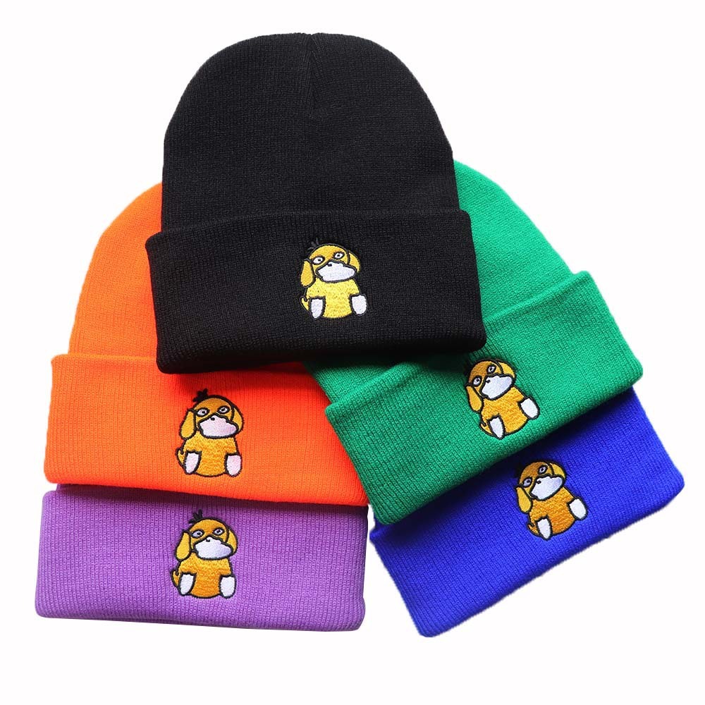 High quality design, Popular new styles for boys girls in autumn winter, cartoon duck embroidered knitted hats, and warm hat