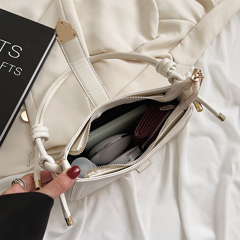 Women Fashion Underarm Bag PU Leather Simple Armpit Handbag Zipper Closure Casual Tote Handbag Girls Outdoor Daily Bag