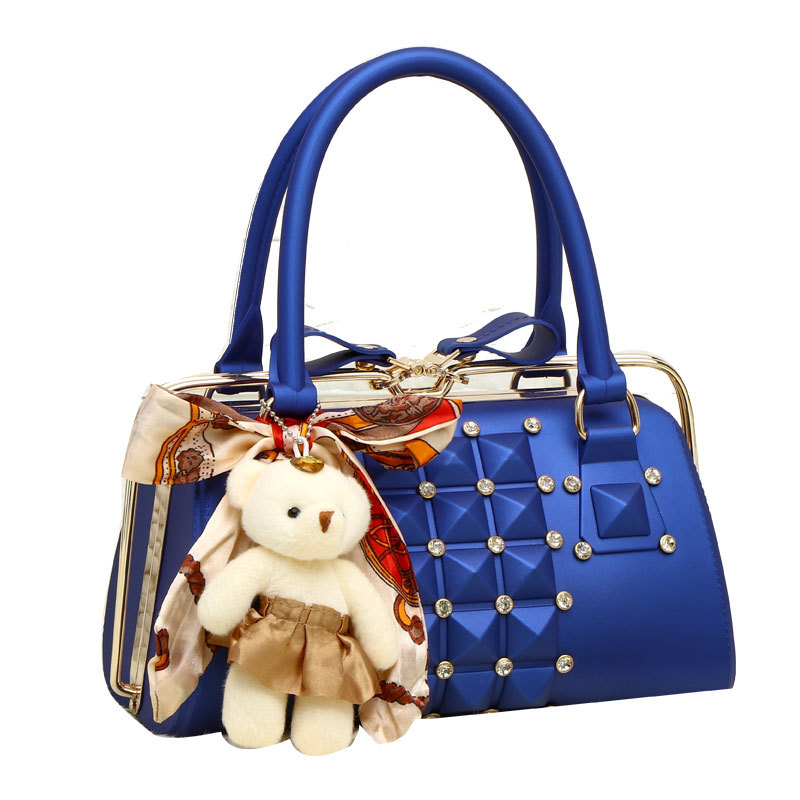 2021 Women's Portable Clip Bag Casual Fashion Jelly Bag Korean Version with Diamond Solid Color Large Capacity Bag