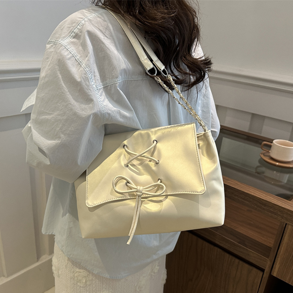 Women Fashion Underarm Bag Large Capacity Bow Flap Shoulder Bag Stylish Messenger Bag Chic Hobo Bag for Outdoor Travel
