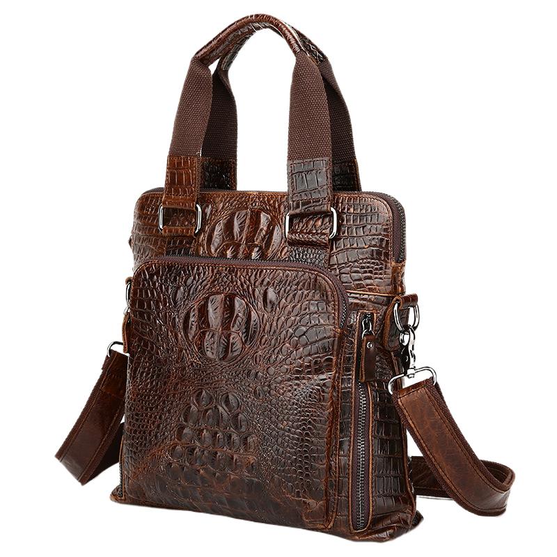 Genuine Leather Crocodile Pattern Mens Briefcase Business Cowhide Handbag Male Shoulder Messenger Bag Office File bag