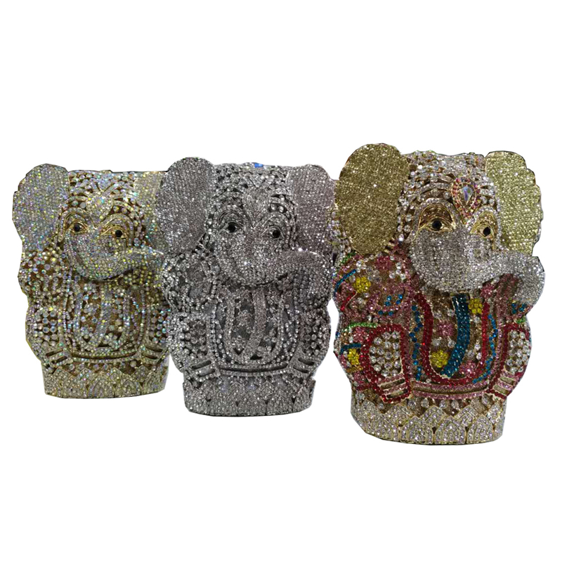 New Nigeria elegant ladies evening dress bag banquet rhinestone handbag ladies crystal metal clutch