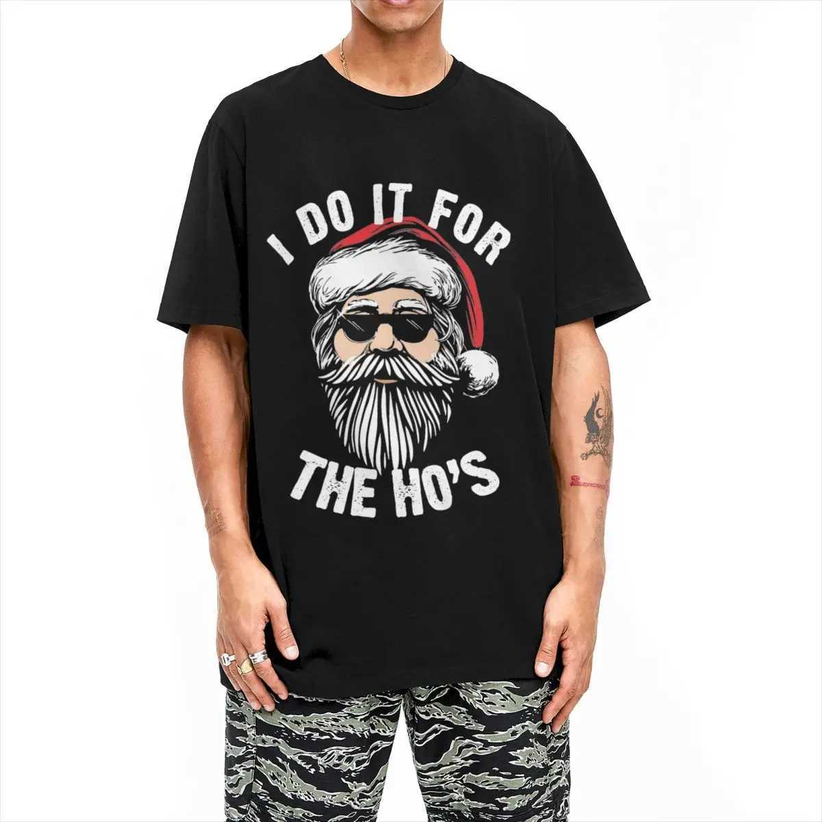 Mens fun Santa Claus I made it for Hos adult humorous T-shirt cotton beach outfit retro T-shirt trendy loose T-shirt X241107