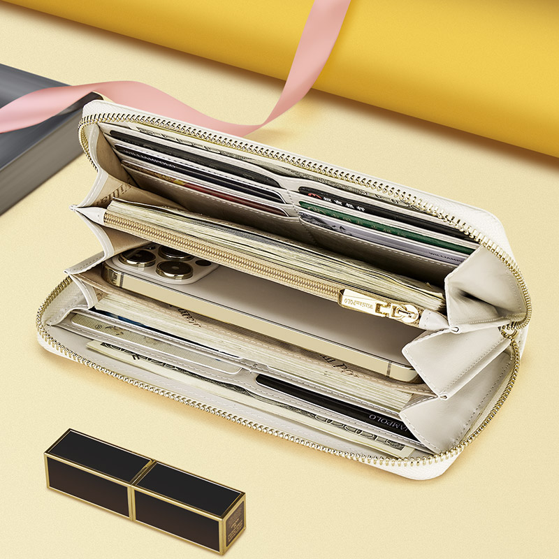 WILLIAMPOLO Women Wallet RFID High Quality Leather Wallets For Woman Long Zipper Large Ladies Clutch Bag Female Purse Card Holde