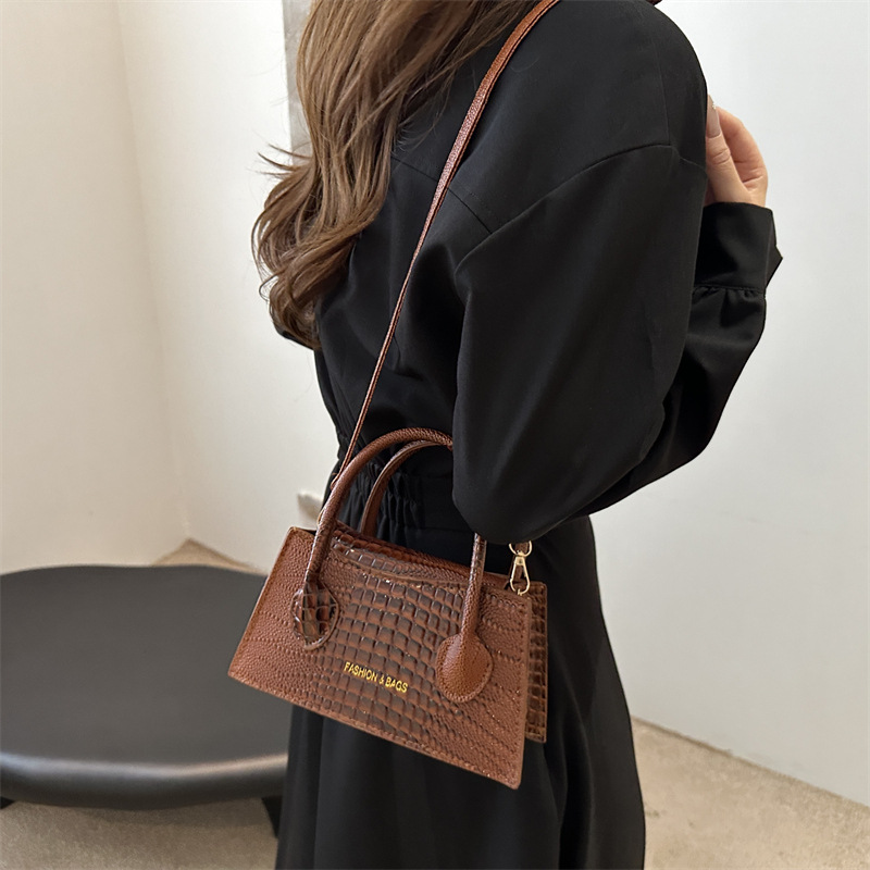 Fashion Female Shoulder Bag Alligator Pattern Small Square Bags for Women Pure Color Vintage Crossbody Bags PU Leather Handbags