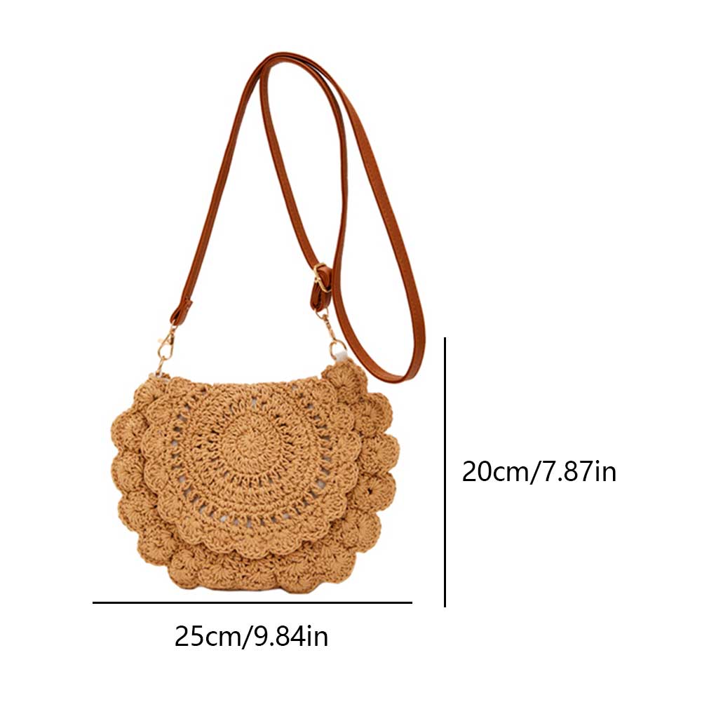 Crochet Crossbody Bag Hollow Summer Beach Bag Aesthetic Tote Handbag with Adjustable Strap for Women Summer Beach