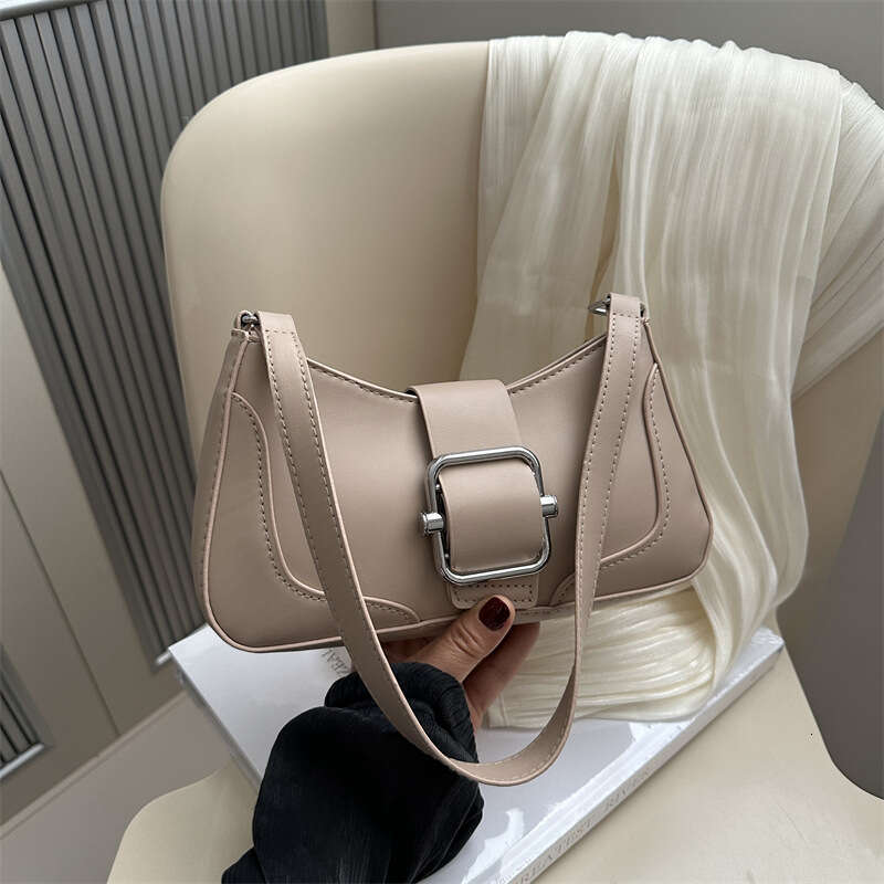 Simple and trendy belt buckle design 2024 new women's fashionable single shoulder armpit simple crossbody bag