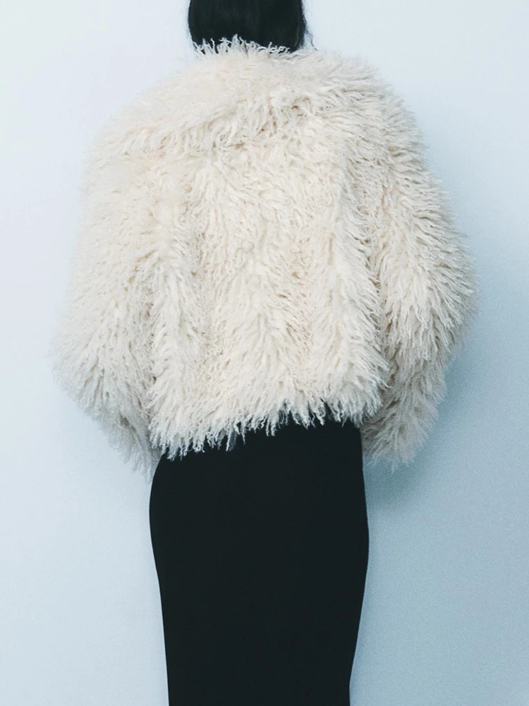 Elina Winter Thick Solid Faux Fur Coats Women Fashion Long Sleeve Jackets Women Elegant Lapel Collar Short Coats Female Ladies 241107