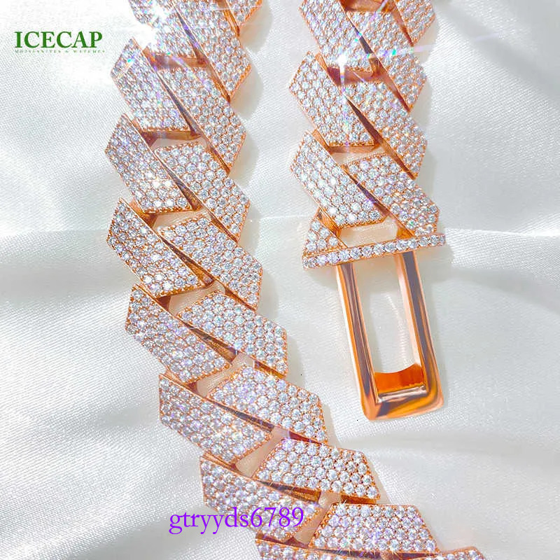 Hot Miami Chain Men Hip Hop Necklace Sier Rose Gold Plated 20mm Moissanite Cuban k Jewelry