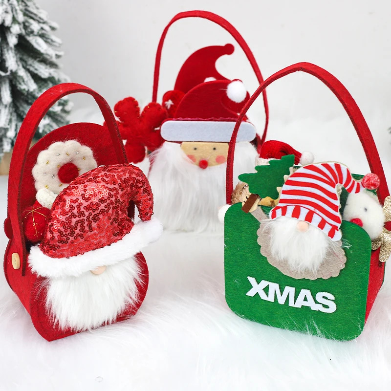 Felt Santa Claus Gift Bag Christmas Dwarf Candy Gift 241107