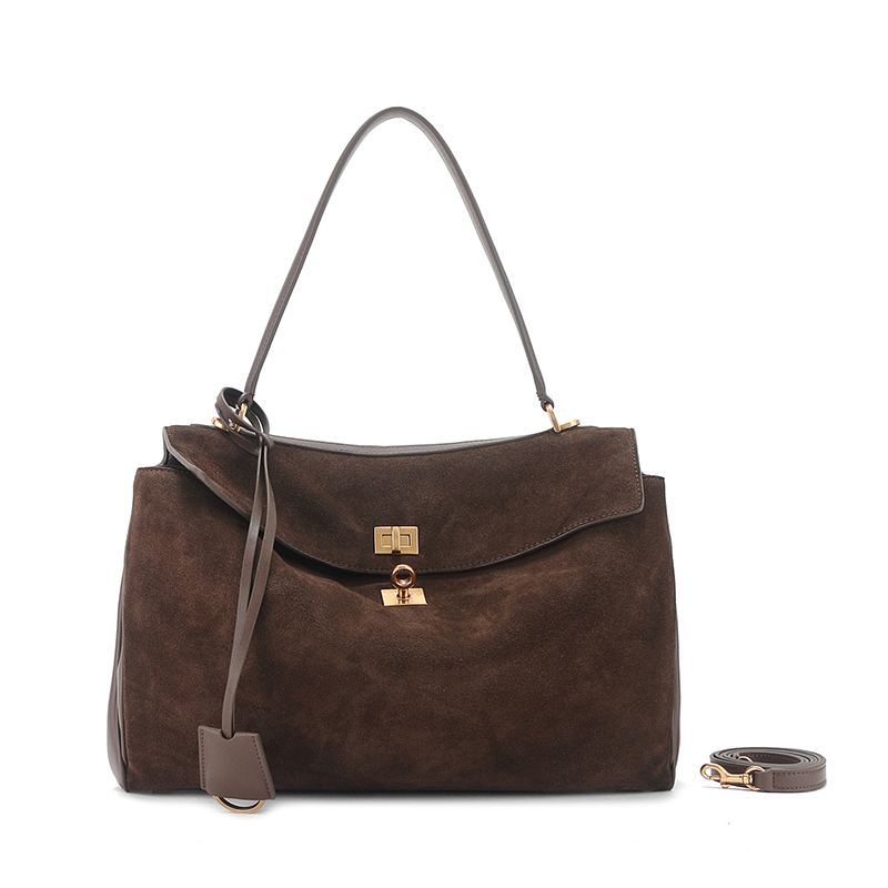 Luxury Brand Rodeo Women Bags Genuine Leather Brown Suede Women Totes Gold Buckle Women Shoulder Bags Fashion Women Handbags