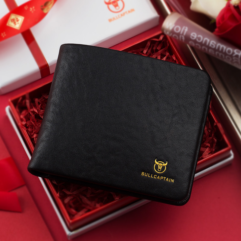 2023 New Wallet Men's Genuine Leather Short Fashion Pleats Wallet For Father's Boyfriend's Valentine's Day Birthday Easter Gift