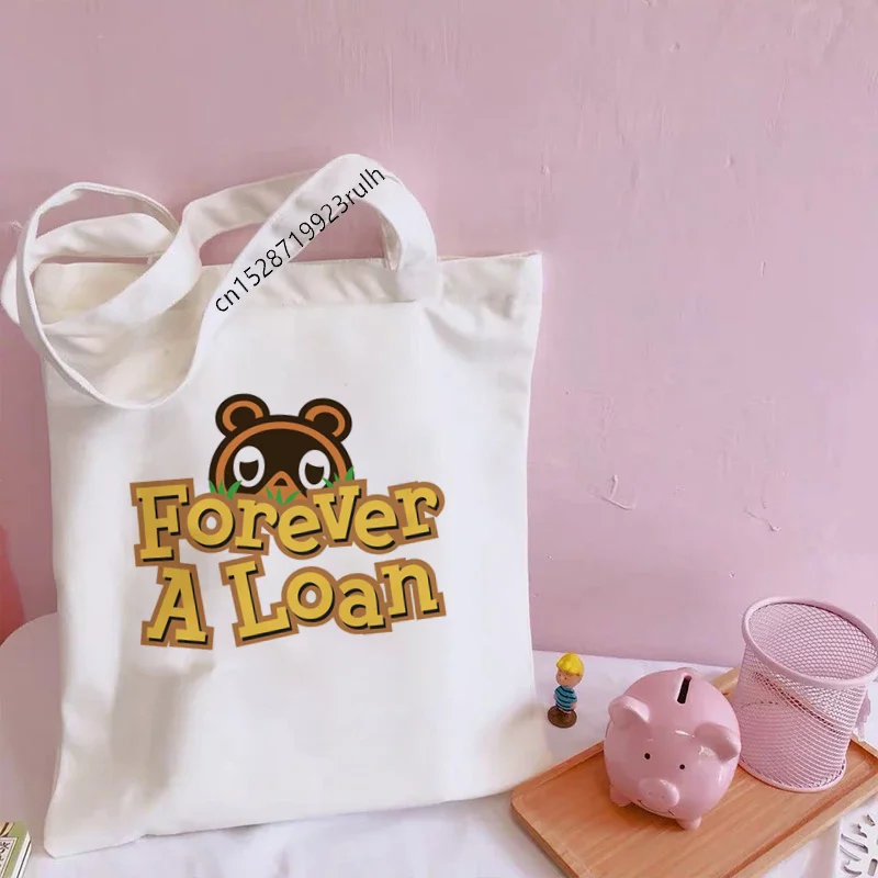 Animal Crossing Cartoon Print Funny Shopping Bag Cute Shoulder Canvas Bags Harajuku Large Capacity Messenger Women Kawaii Bags