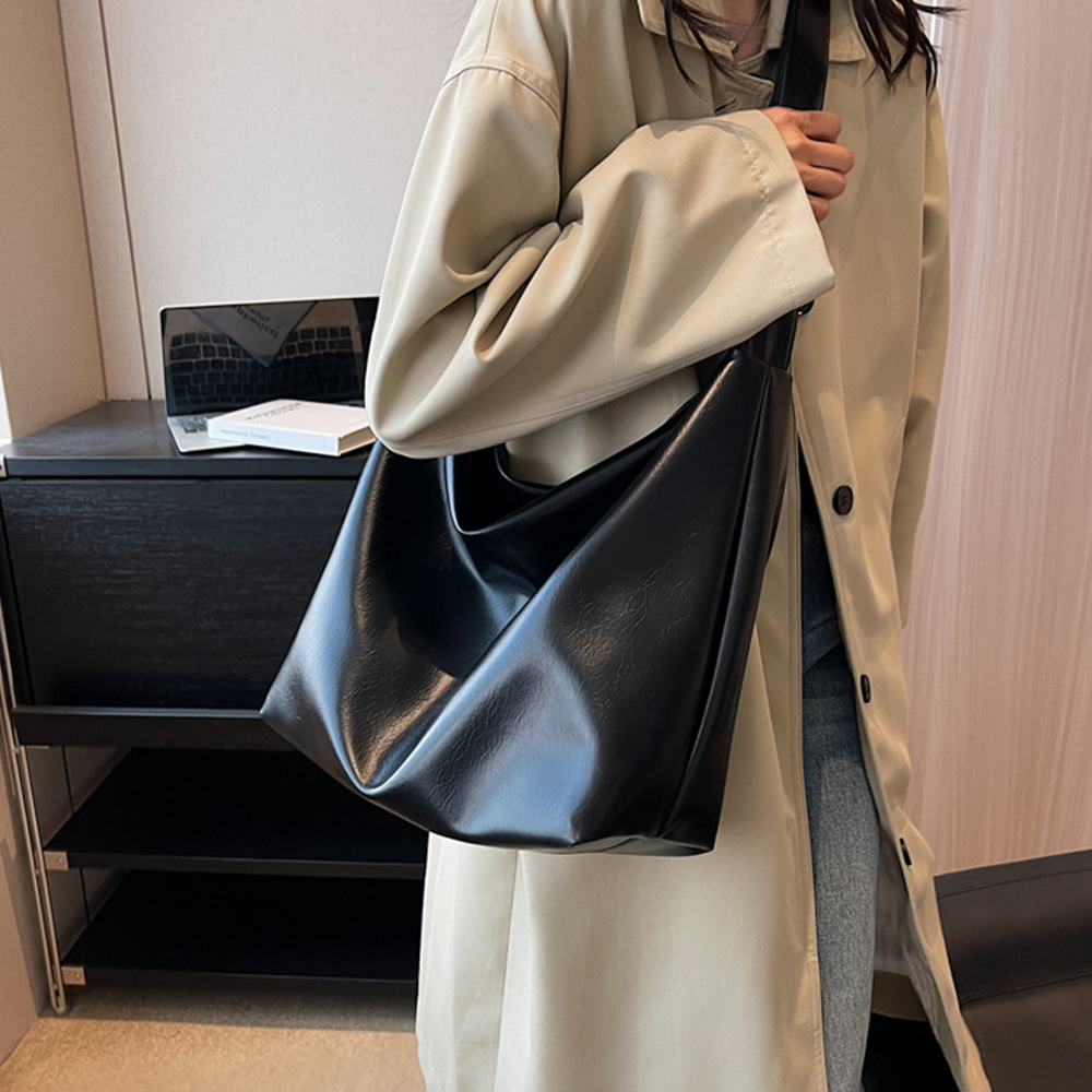 2023 Trend Solid Color Big Bucket Bags for Women Female Designer Silver Leather Shoulder Bag Handbags Hobo Bag Crossbody Bag