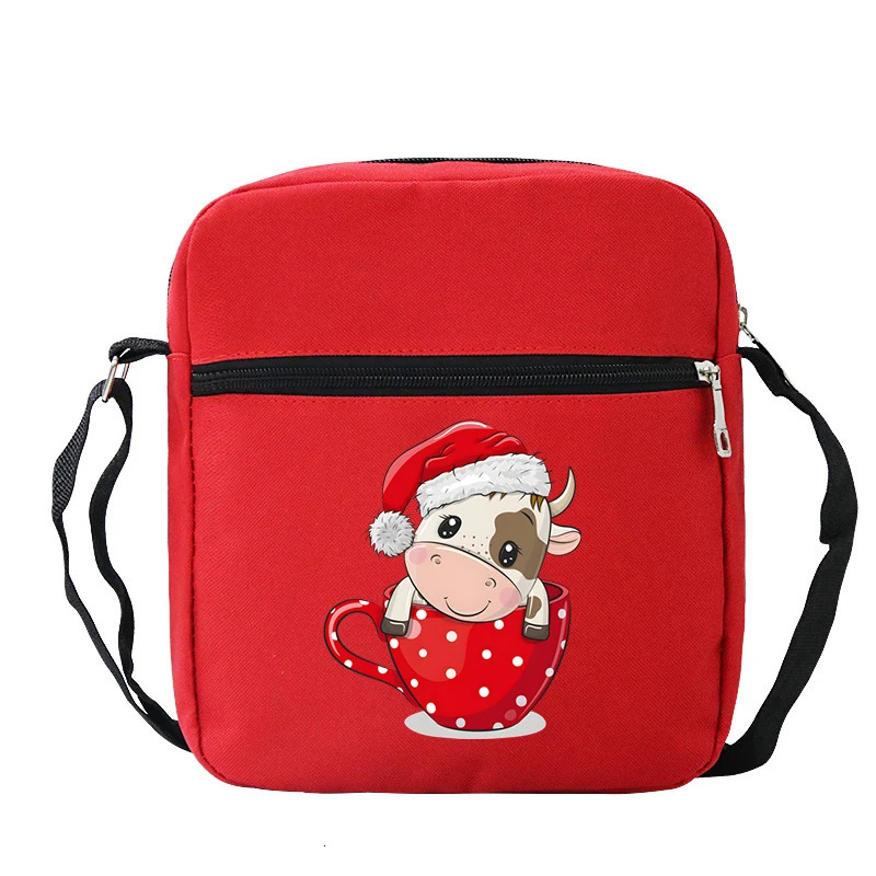 1PC Merry Christmas Owl Xmas Tree Print Small Crossbody Bag Women Cartoon Coin Purse Phone Bags Fashion Teen Mini Shoulder 241106