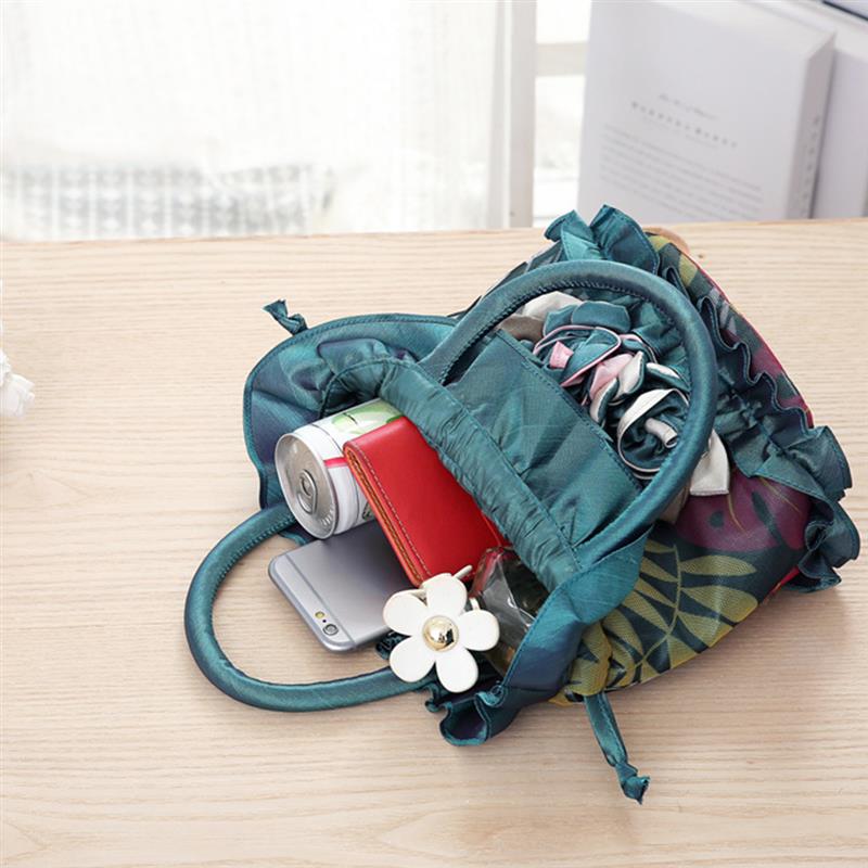 Fashion Small Women Leather Bucket Bag Handbag Floral Lace Drawstring Shoulder Bag Messenger Crossbody Bags Purses