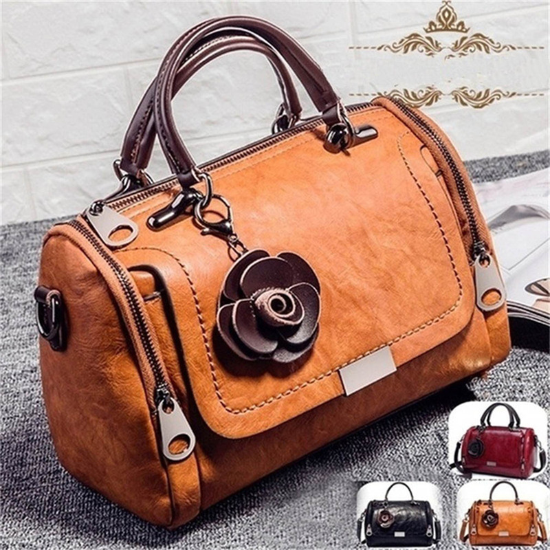 2023 New flowers Pendant Handbag Women's fashion Boston bags single shoulder bag ladies crossbody bag PU messenger bag