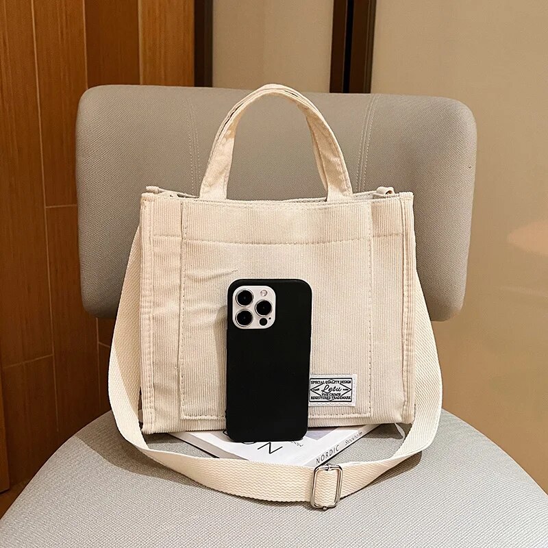 Women Corduroy Zipper Shoulder Bag FemaleSmall Cotton Canvas Messenger Bag Retro Vintage Crossbody Bags Bag for Women