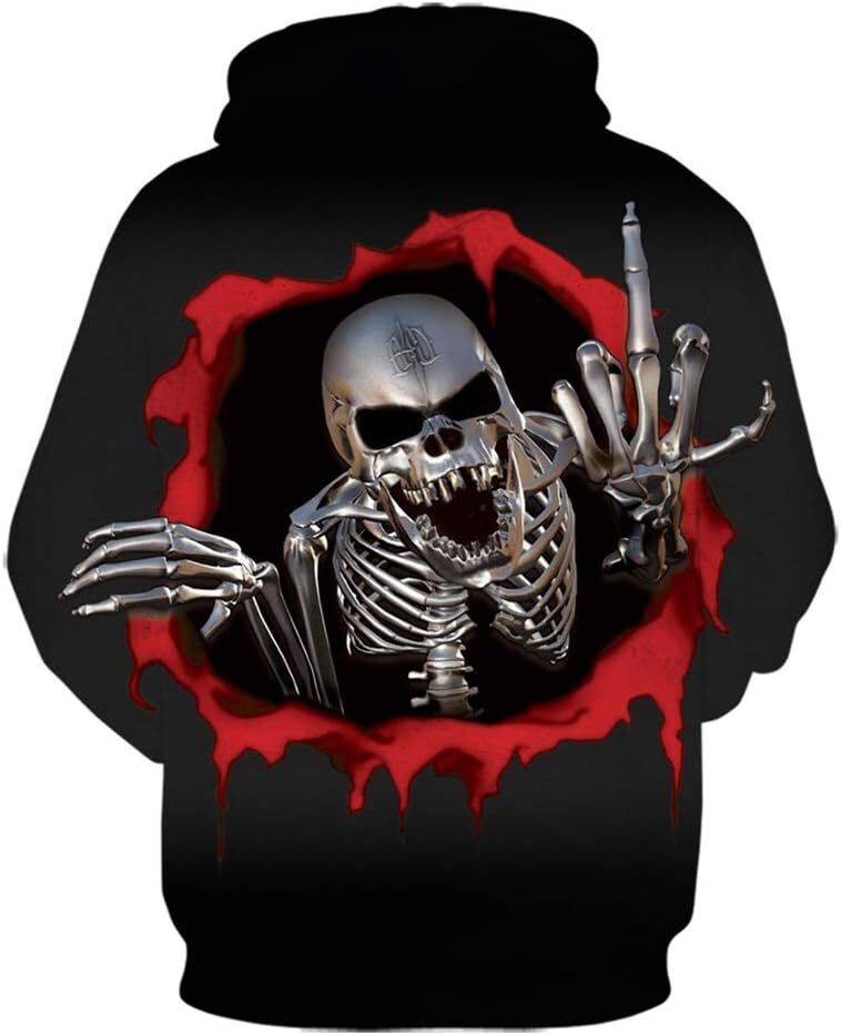 Hoodie for Mens Womens Hoodies Men Skull 3D Graphic Print Sweatshirts Pullover Tops with Pocket Graphic Cool patterns